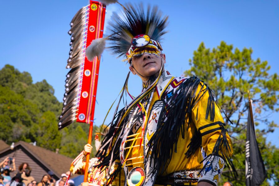 dancer in traditional native american clothing