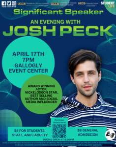 Significant Speaker Event- Josh Peck presented by University of Colorado Colorado Springs (UCCS) at ,  