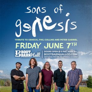 Sons of Genesis presented by Boot Barn Hall at Boot Barn Hall at Bourbon Brothers, Colorado Springs CO